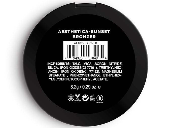 Aesthetica Sunset Bronzer Powder - Matte Bronzing Powder Makeup Contouring Powder - Vegan & Cruelty Free
