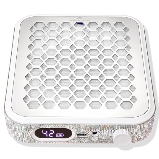 Nail Dust Collector, Rechargeable Dust Collector Nail Tech, Powerful Vacuum Fan Vent Dust Collector Extractor Dust Suction Machine for Acrylic Nails Polishing, Nail Salon&Home, White