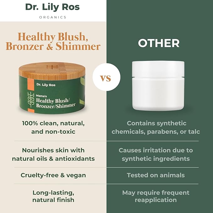 Dr. Lily Ros- All-Natural Blush, Bronzer & Shimmer – Plant Based No Harsh Chemicals, No Parabens or Synthetic Fragrances 100% Natural Formula Safe for Sensitive Skin (Golden Sun)