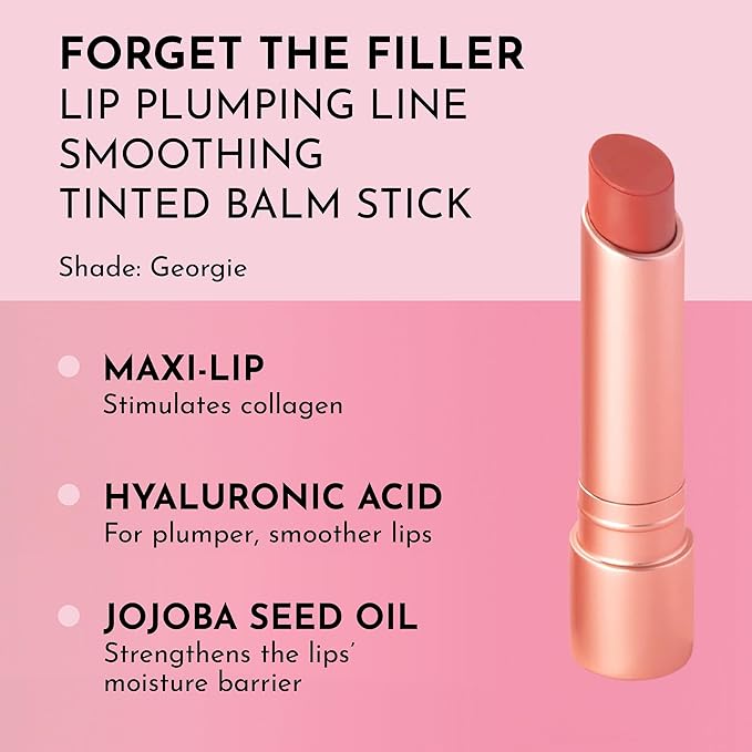 LAWLESS Forget the Filler Lip Plumping Line Smoothing Tinted Balm - Georgie - Premium Tinted Lip Balm with Natural Ingredients to Plump and Smooth Lips for a Firmer, Fuller Look - 0.09 oz