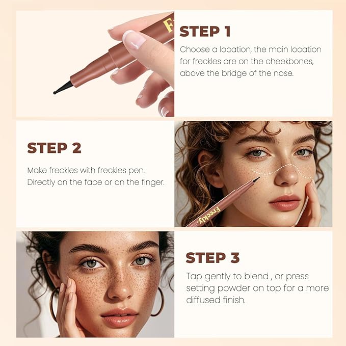 Freckle Pen, Natural Lifelike Fake Freckles Makeup Pen Stamp for Sunkissed Makeup,Magic Faux Freckle Stain Marker Long Lasting Quick Dry - (01LIGHT+02MEDIUM)
