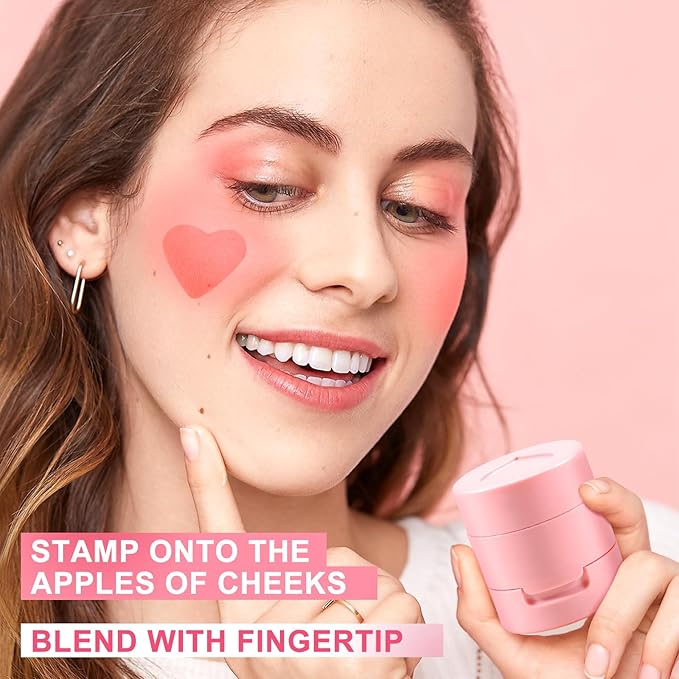 Boobeen Liquid Blush for Cheeks, Buildable & Blendable Face Blusher, Cheek Stamp Blush with Heart-shaped Applicator, Lightweight Air Cushion Blush for Velvet Matte Finish