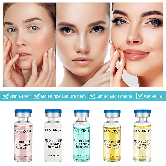 BB Facial Glow Kit Hyaluronic Acid Essence Skin Care Combination 0.17oz Hyaluronic Acid Ampoule and Essence Foundation 10 Vials Facial Serum Skin Therapy Kit