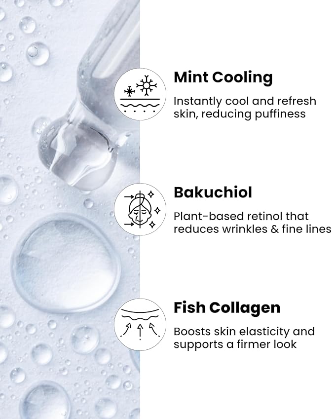 Ice Roll Serum | Cooling & Hydrating Roll-On Serum for Face, Puffy Eyes, Bakuchiol & Collagen for Firming & Wrinkles, Facial Roller for Depuffing, Under Eye Bag Treatment | Korean Skin Care