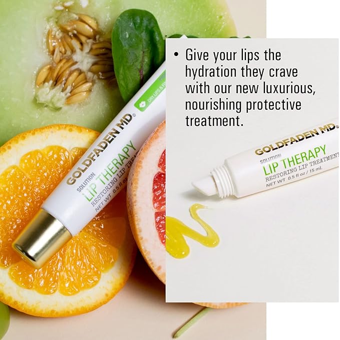 Goldfaden MD Lip Therapy | Restoring Lip Treatment | w/Peptides, Hyaluronic Acid, Fruit Berry Wax, Borage Oil, Rose Hip Oil & Vitamin E | Nourishes, Hydrates & Plumps Appearance 0.5 ﬂ oz / 15 mL