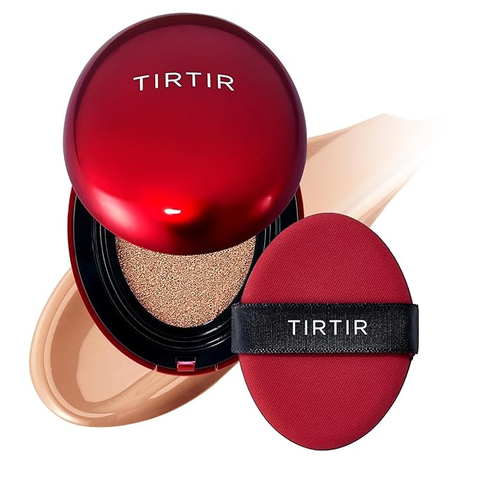 TIRTIR Mask Fit Red Cushion Foundation | Full coverage, Weightless, Skin fit, Satin Glow Finish, Korean Makeup, beauty, Tattoo cover up, Buildable (#33C Hazel, 0.63 Fl Oz)