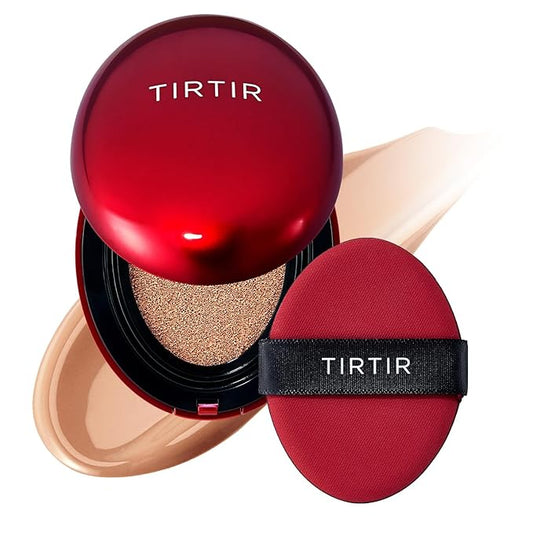 TIRTIR Mask Fit Red Cushion Foundation | Full coverage, Weightless, Skin fit, Satin Glow Finish, Korean Makeup, beauty, Tattoo cover up, Buildable (#33C Hazel, 0.63 Fl Oz)