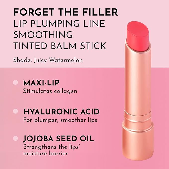 LAWLESS Forget the Filler Lip Plumping Line Smoothing Tinted Balm - Juicy Watermelon - Premium Tinted Lip Balm with Natural Ingredients to Plump and Smooth Lips for a Firmer, Fuller Look - 0.09 oz