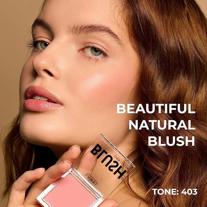 Lamel Coral Blush Cheek Color Mini - Blendable Natural Blush Powder - Enhances & Defines Shapes & Features - Shading & Contouring Powder Blush - 4 Universal Shades - № 403 (Coral) - 3.8g / 0.13 oz