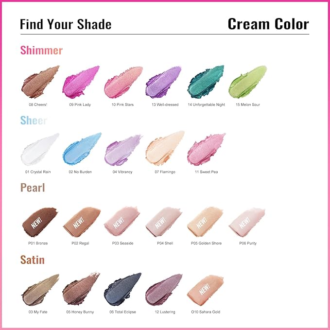 Oulac Nude Pearl Cream Eyeshadow also for Highlighter Shimmer Eye Shadow Waterproof&Long Lasting with Moisturizing Formula Blendable Shimmer Eye Make-up,Vegan & Cruelty-Free,6g, P03
