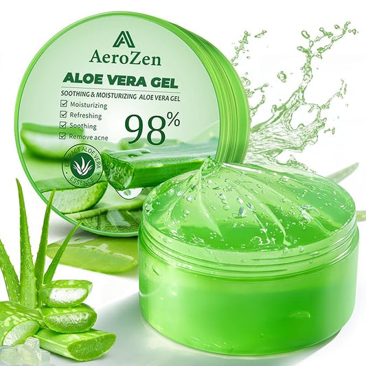 Organic Aloe Vera Gel for Face & Body Made within 12 Hours of Harvest, 98% Pure Aloe Vera Gel for Skin,Scalp,& Hair, Soothing Aloe Face Moisturizer,Multipurpose Skin Care（10oz）