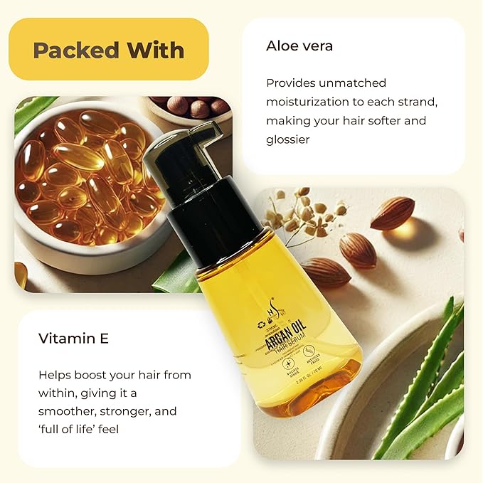 HerStyler Advanced Argan Oil Hair Serum for Women - Anti Frizz Serum for Hair - for Frizzy, Dry and Damaged Hair - Nourishing - 2.36 Fl Oz / 70 Ml (1 Pack)