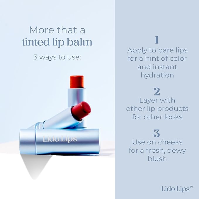 Tinted Lip Balm. Moisturizing Sheer, Buildable Lip Color with Hyaluronic Acid, Vitamin E and Rich Oil, Perfect Revitalizer for Chapped Lips. Beauty Plumper Moisturizer 0.21oz- Ruby Rouge