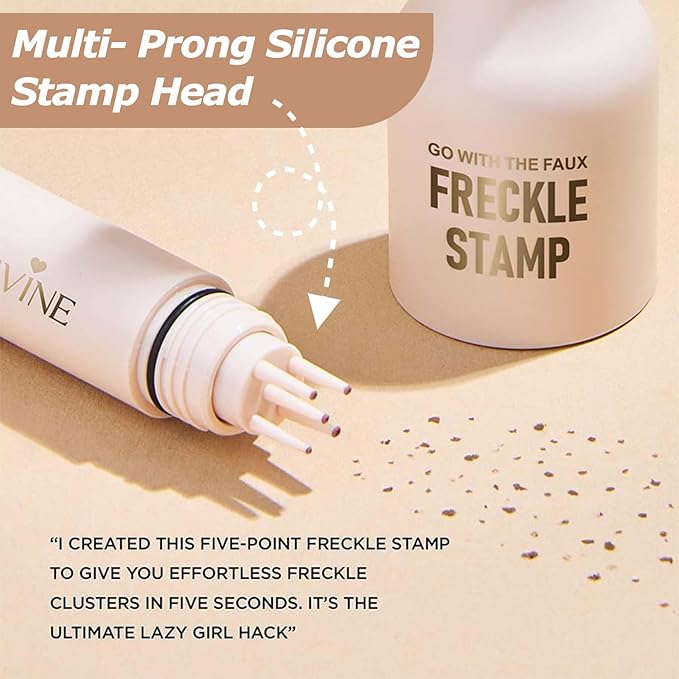 Freckle Stamp Pen, Fake Freckle Stamp Makeup Tool, Faux Freckle Stamp with Quick Dry 5-Point Multi-Prong Soft Tip, Waterproof & Long Lasting Lifelike Sunkissed Face Freckle Makeup (4# Espresso)