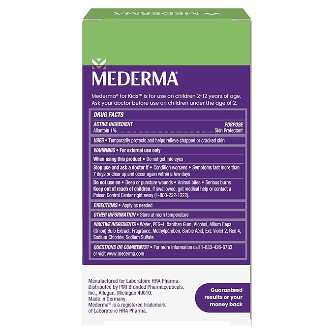 Mederma Scar Gel for Kids - Reduces Appearance of Old & New Scars from Cuts, Burns, Surgery, Insect Bites & Scrapes, Grape Scented, Goes on Purple & Rubs in Clear, Ages 2+, 0.70 Oz