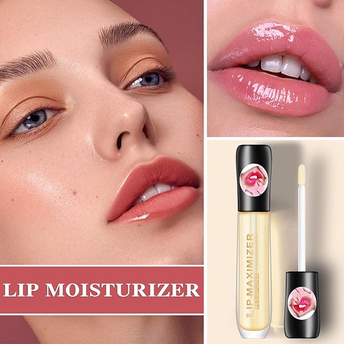 Lip Plumper Lip Gloss,Lip Maximizer Balm Plumper Lip Plumping Serum,Heathly Lip Moisturizer Enhancer Hydrated Lips,Reduces Improves Dry Lip Lines Lip Plumping Gloss Lip Extreme Volume