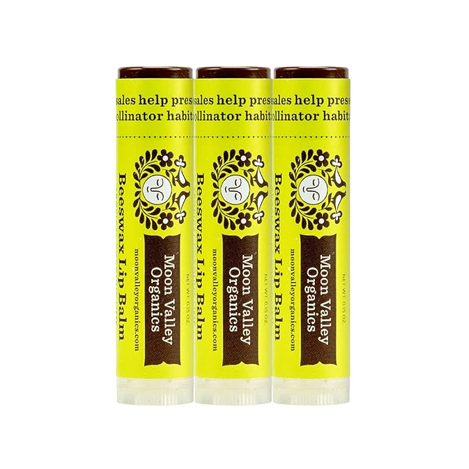 Moon Valley Organics Beeswax Lip Balm for Moisturizing Lips and Cuticles (TROPICAL COCONUT LIME, 3-Pack)