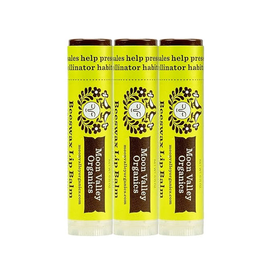 Moon Valley Organics Beeswax Lip Balm for Moisturizing Lips and Cuticles (TROPICAL COCONUT LIME, 3-Pack)
