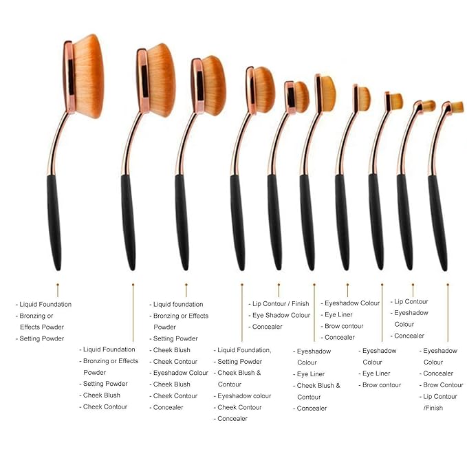 Yoseng Makeup Brushes Set 10Pcs Professional Oval Toothbrush Foundation Cream Contour Powder Blush Conceler Eyeliner Blending Brush New Fashionable Super Soft Cosmetic Brushes Tool with Box(Rose Gold)