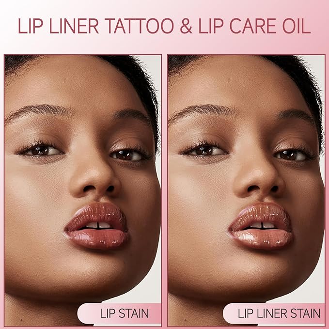 KISSIO Lip Stain Set,Peel Off Lip Liner Stain and Lip Care Oil,Transfer Proof,Long Lasting and Waterproof Lip Tint,Matte Finish,Lip Combo,03 Coral Red