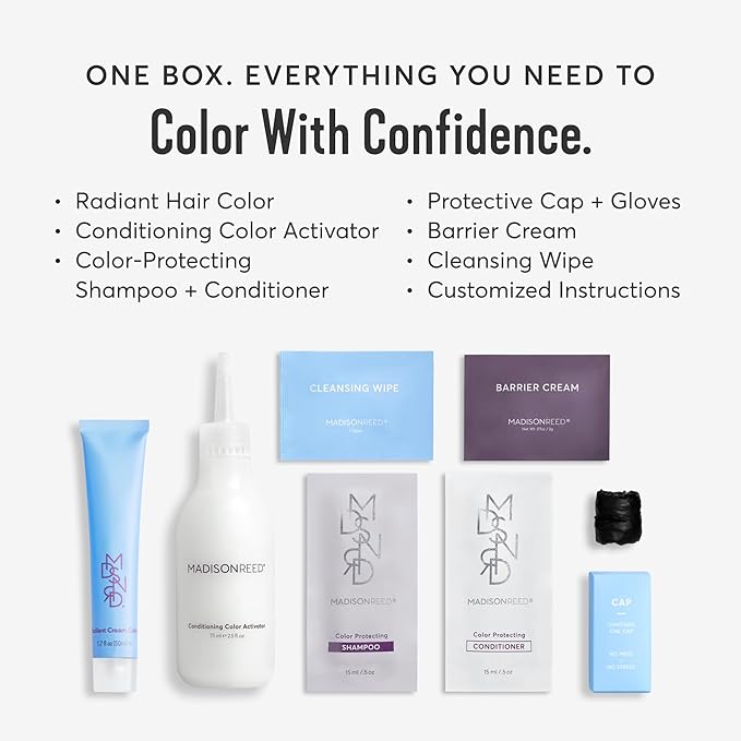 Madison Reed Radiant Hair Color Kit | 10NGV Light Golden Blonde (Amalfi Blonde) for 100% Gray Hair Coverage | Salon Quality Permanent Hair Dye | PPD-Free & Ammonia-Free | (Packaging May Vary) 1 Pack
