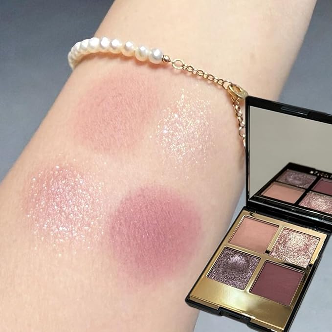 Erinde 4 Colors Eyeshadow Palette Eye Shadow Makeup, Matte Shimmer Metallic Purple Mauve Nude Neutral Eyeshadow, Long Wearing, Velvety Pigmented Blendable, Quad Eye Shadow Palette, 03