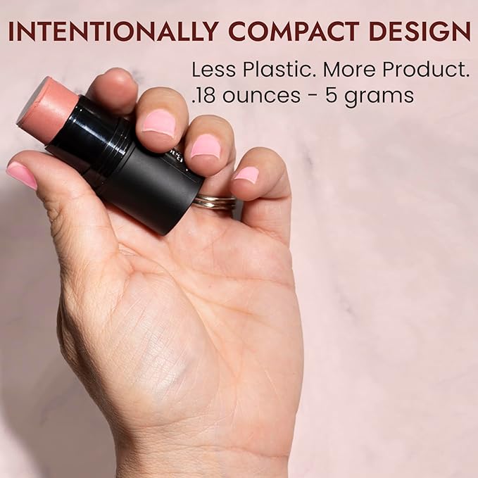 Organic Blush Tube, Sangria - 100% Natural Vegan Cream Blush Sticks, Multi-Use Bronzer, & Highlighter for Lips, Cheeks & Eyes, Buildable Shimmer, Gluten-Free, Paraben-Free, Made in USA