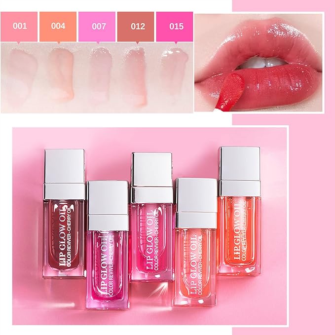Lip Oil Hydrating Tinted Lip Balm, Plump Lip Gloss Lip Care Transparent Toot Lip Oil Tinted, Glass Lip Glow Oil Fresh Texture & Non-sticky, Nourishing Repairing Lightening Lip Lines Lip Care (001#)