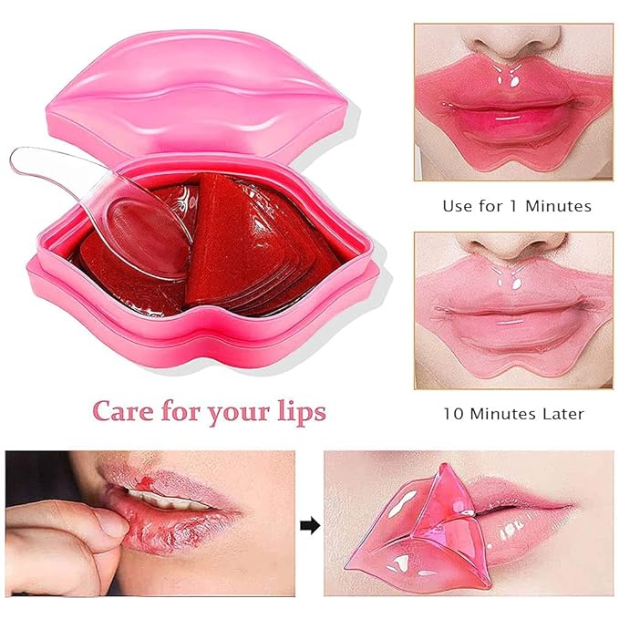 20Pcs Moisturizing/Plumping Lip Mask, Restores Moisture Mask for Dry Lips and Lines Overnight Care, Gel Treatment Masks  (Pink)