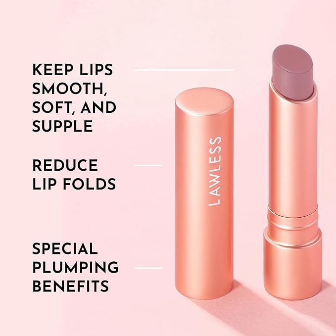Lawless Forget the Filler Lip Plumping Line Smoothing Tinted Balm - Whisper - Premium Tinted Lip Balm with Natural Ingredients to Plump and Smooth Lips for a Firmer, Fuller Look - 0.09 oz