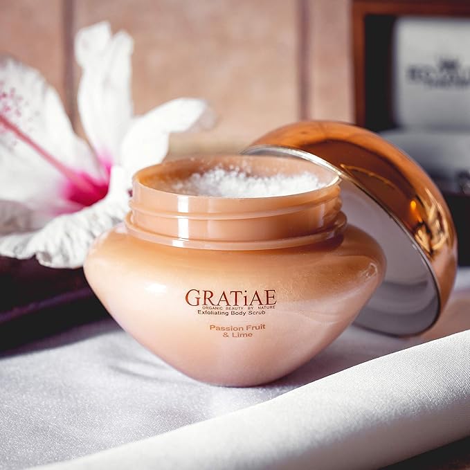 Gratiae Organics Exfoliating Body Scrub, Passion Fruit and Lime for All Skin Types 8.5 Fl oz