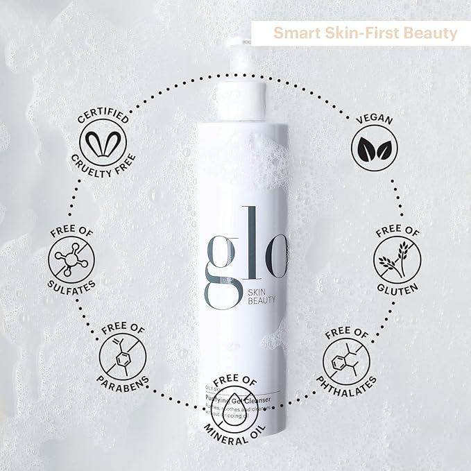 Glo Skin Beauty Purifying Gel Cleanser - Salicylic Acid + Niacinamide Face Wash Balances Skin, Targets Clogged Pores, Excess Oil & Breakouts - Gently Exfoliates & Minimizes Appearance of Fine Lines