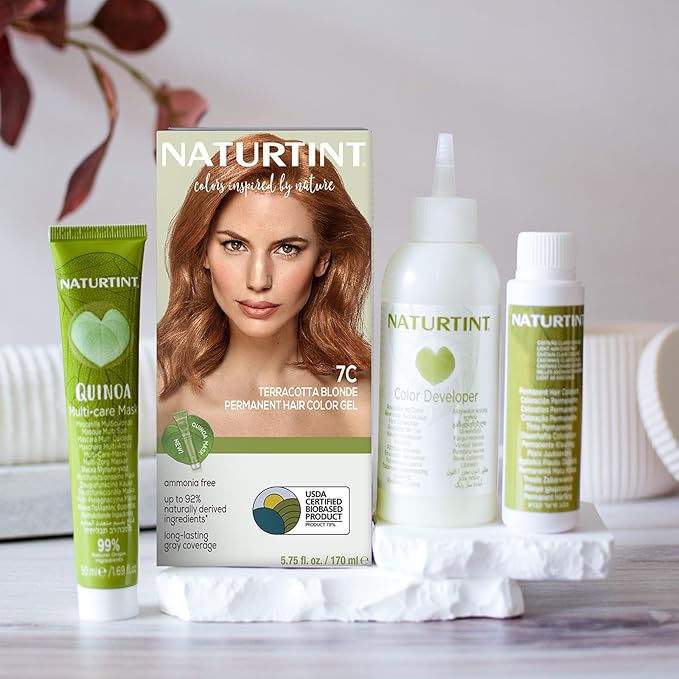 Naturtint 7C Terracotta Blonde Permanent Hair Color (Pack of 6), Ammonia Free, Vegan, Cruelty Free, up to 100% Gray Coverage, Long Lasting Results (Packaging may vary)