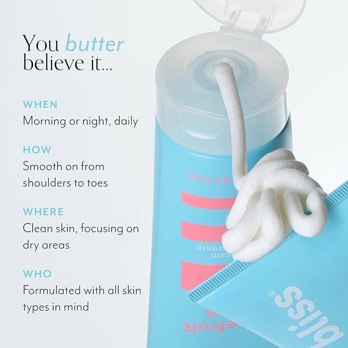 Bliss Body Butter - Grapefruit and Aloe - Maximum Moisture Cream - 6.7 Fl Oz - Body Lotion for Dry Skin - Long-Lasting Moisturizer for Women & Men - Vegan and Cruelty-Free