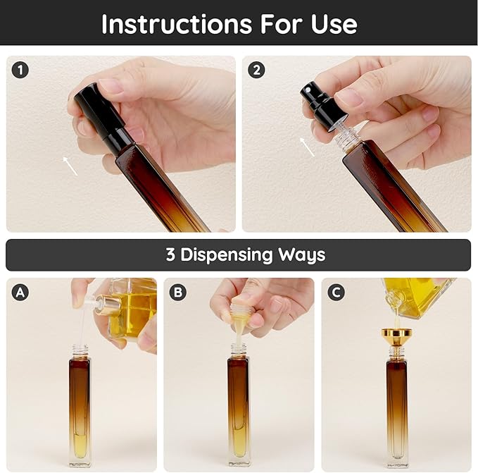 Segbeauty 10ML Travel Cologne Sprayer, 5 Packs Refillable Atomizer Spray Bottle for Perfume, Empty Mini Glass Perfume Bottle Fine Mist Dispenser, Portable Leak-proof Sample Bottles for Travel Outgoing