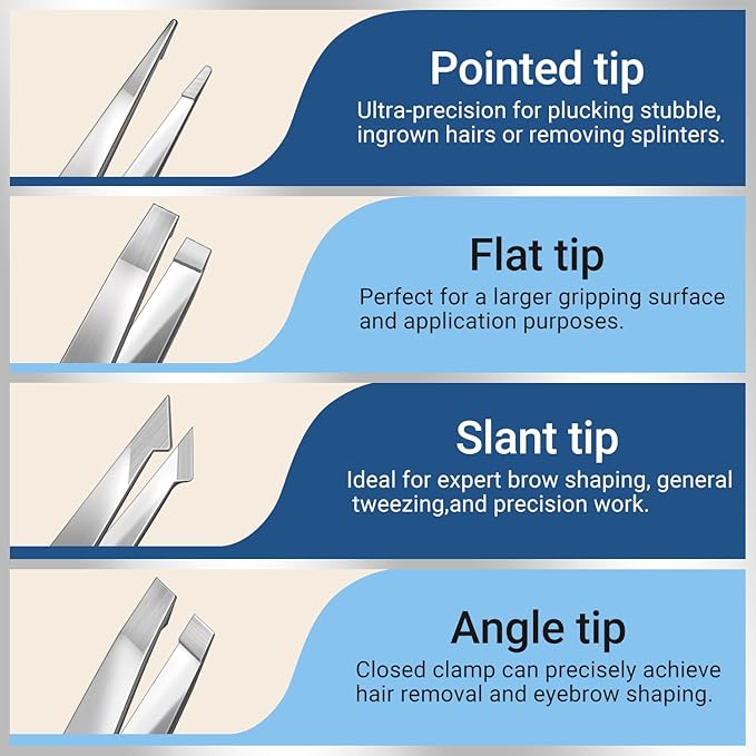 TsMADDTs Tweezers for Women Facial Hair, 8 in 1 Eyebrow Kit with Tweezers, Scissors, Razor, Brush with Travel Bag, Eyebrow Shaping Kit