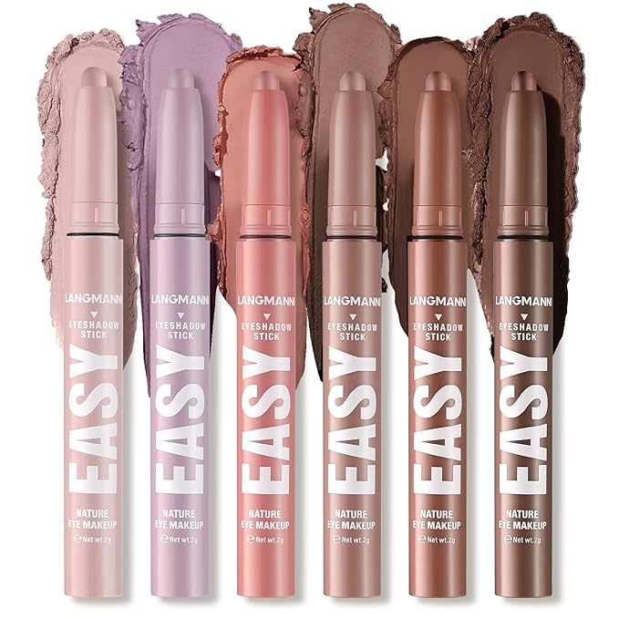 Jolilab Eyeshadow Stick Set, 6 Colors Matte Professional Bright-Colored Contouring and Highlight Stick, Cream Waterproof Long Lasting High Pigmented Eye Shadow. (6, Set A)