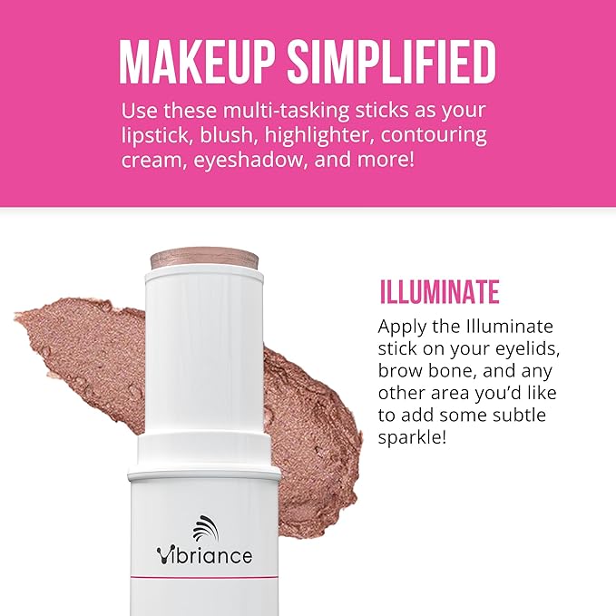 Vibriance Makeup Simplified Illuminate Stick - All-in-One, Mature Skin Highlighter - Lips, Cheeks, Eyes Cosmetics for Older Women