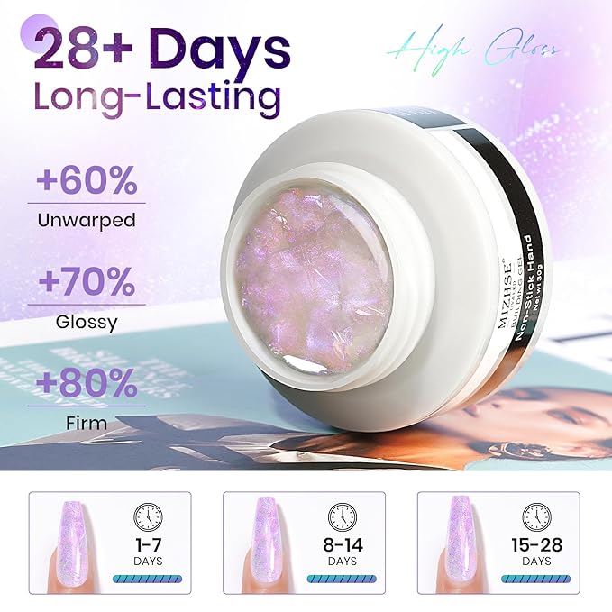 MIZHSE Solid Builder Gel for Nails - 30g/1oz Purple Mermaid Hard Gels for Nails 3D Gel with Dual Forms 3D Sculpting Pen Soak off U V Nail Builder Gels for Extension 3D Nail Art Women