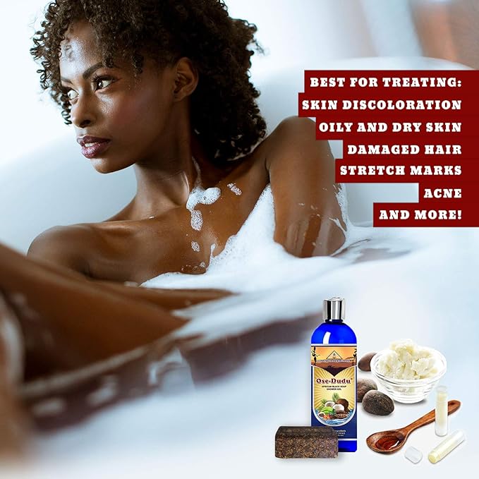 Organic, Anti-Bacterial OSE DUDU LIQUID BLACK SOAP GEL 2 LB (32 oz) Acne Eczema Dry Skin Psoriasis Scar Removal Face and Body Wash Skin Care (GHANA)