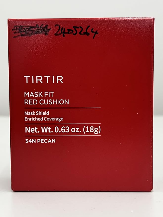 TIRTIR Mask Fit Red Cushion Foundation | Full coverage, Weightless, Skin fit, Satin Glow Finish, Korean Makeup, beauty, Tattoo cover up, Buildable (#34N Pecan, 0.63 Fl Oz)
