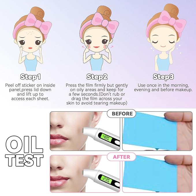 Premium Oil Control Film,Same Series with Clean&Clear Oil Absorbing Sheets,180Sheets/3Pack Larger Oil Blotting Sheets for Face,Makeup Friendly High-performance Handy Face Blotting Paper for Oily Skin