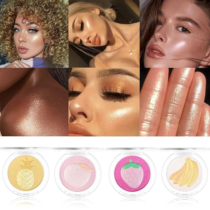 Highlighter Makeup Palette Face Highlighter Palette Glitter Highlighter Powder Palette Iluminadores de Maquillaje for Face Highlighters & Illuminator (Champagne)