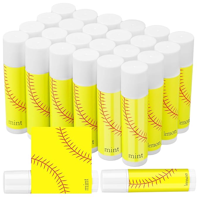 24 Pcs Softball Lip Balm Softball Team Gifts Softball Party Favors Softball Lip Balm Gift for Softball Team Softball Party Guest Supplies