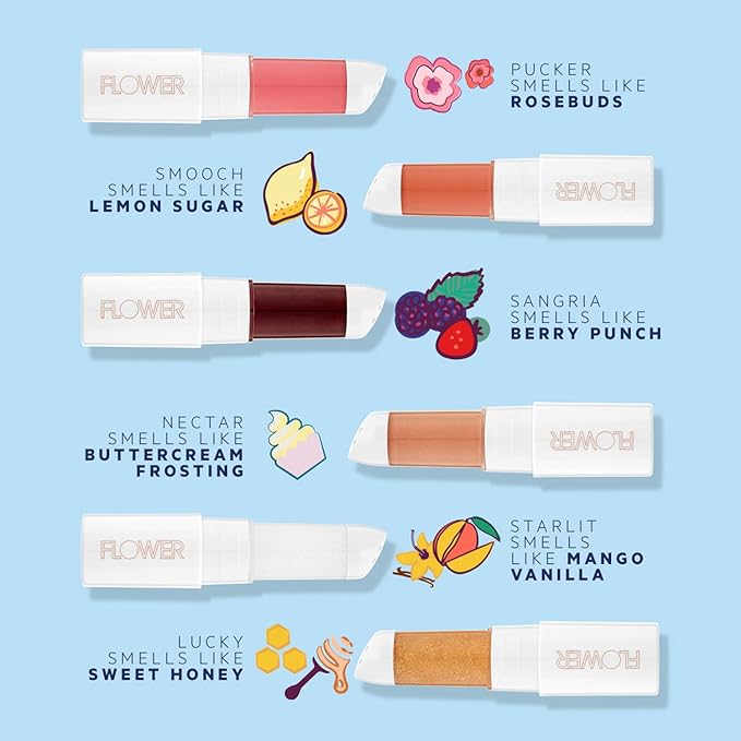 FLOWER BEAUTY By Drew Barrymore Petal Pout Lip Mask - Hydrating + Moisturizes Lips - Mango + Cocoa Butter - Lip Tint - Natural Color + Semi-Glossy Finish (Nectar)