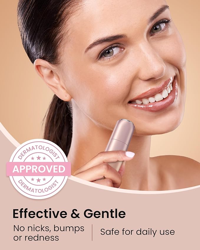 Rechargeable Facial Hair Remover for Women: Painless Mini Face Razors Shaver with 2 Replacement Heads,Electric Facial Hair Removal Device for Upper Lip, Chin & Face for Home & Travel