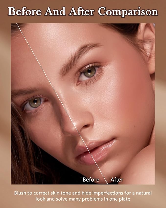 Matte Blush Powder Palette-2Colors Cruelty-Free Buildable Facial Cheek Blusher Pressed Powder Light Luxury Blush Contour Palette for Face,Longlasting Makeup Palette,Valentine's Day Gift for Women-04