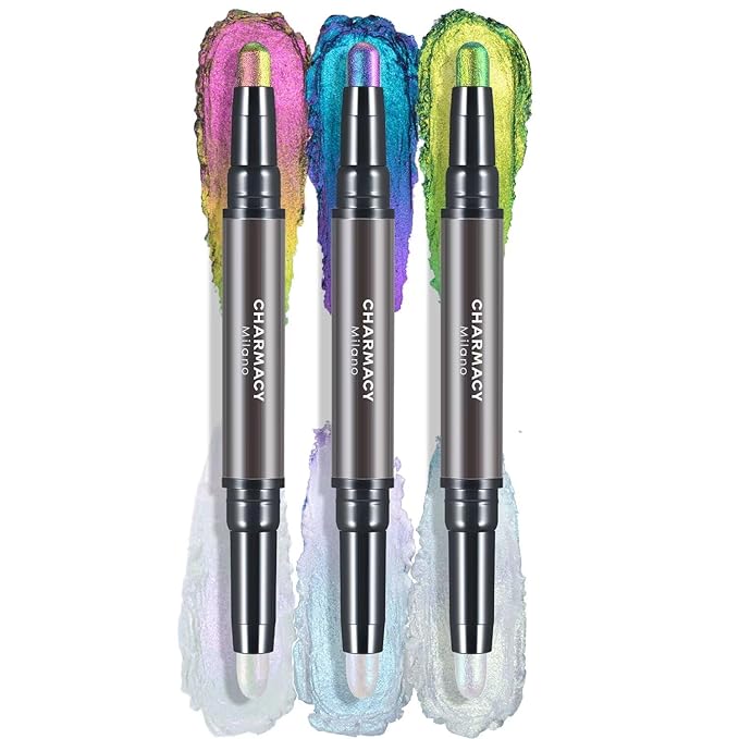 CHARMACY Multichrome 2 in 1 Cream Eyeshadow Stick, Waterproof Eye Brightener Highlighter Stick Makeup, High Pigmented, Smudge-Proof, Vegan & Cruelty-Free (SET2-902/904/906)