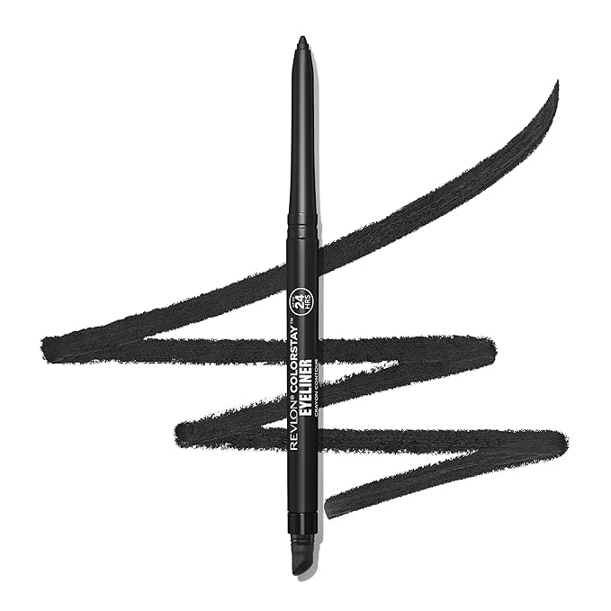 Revlon ColorStay Pencil Waterproof Eyeliner, Smudge-Proof, Eye Makeup with Built-In Sharpener, 201 Black, 0.01 oz