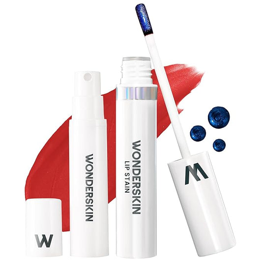 Wonderskin Wonder Blading Lip Stain Peel Off and Reveal Kit - Long Lasting, Waterproof Red Lip Tint, Transfer Proof Natural Lip Stain Kit (Hayley)